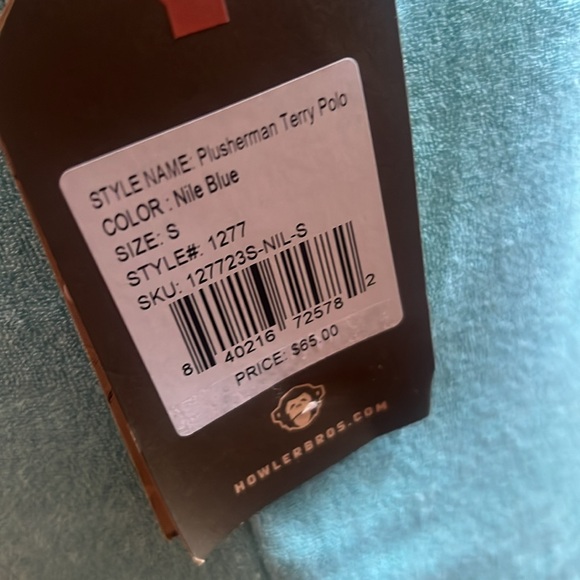 Howler Brothers plusherman terry polo w/ crab. Small Seafoam color. NWT - Picture 4 of 6